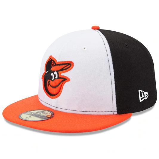 MLB Hat 5950 ACPerf Home Orioles (White and Orange)