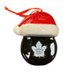 NHL Ornament Glass Puck w/ Santa Hat Maple Leafs