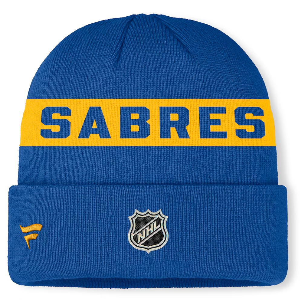 NHL Knit Hat Authentic Pro Cuffed Stripe Beanie Rink Road 2025 Sabres