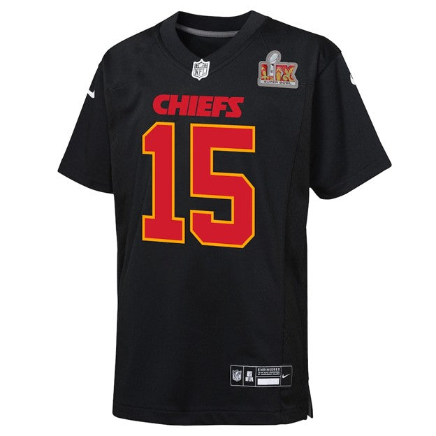 NFL Youth Player Fashion Jersey Super Bowl LIX Carbon Black Patrick Mahomes Chiefs