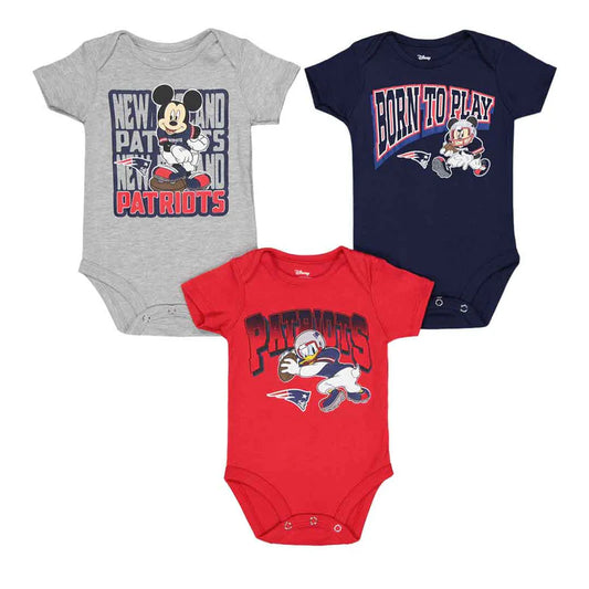 NFL Infant 3Pc Onesie Set Disney Gametime Frenzy Patriots