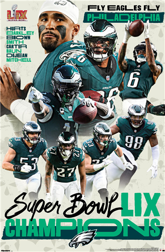 NFL Player Wall Poster Super Bowl LIX Champions Eagles