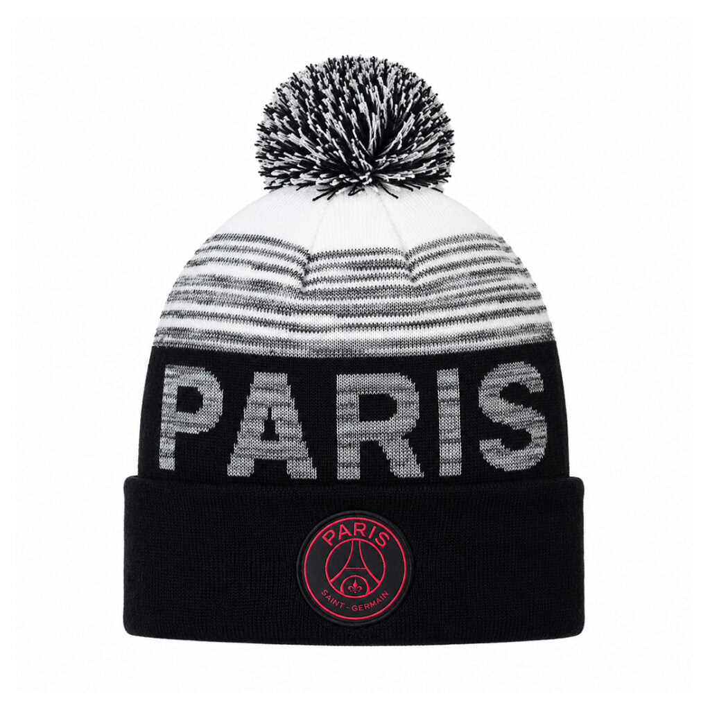 Ligue 1 Knit Hat Pom Black and Grey PSG
