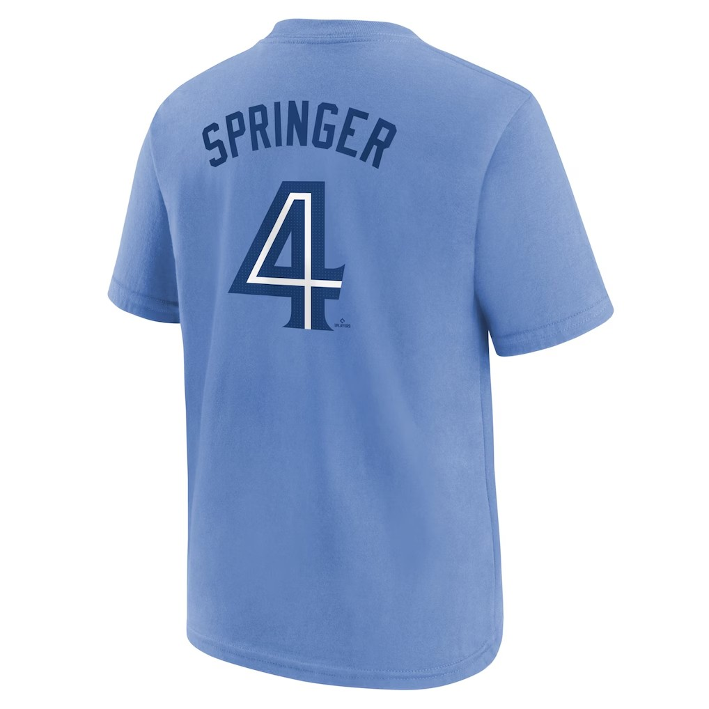 MLB Player T-Shirt Name And Number Alt Powder Blue George Springer Blue Jays