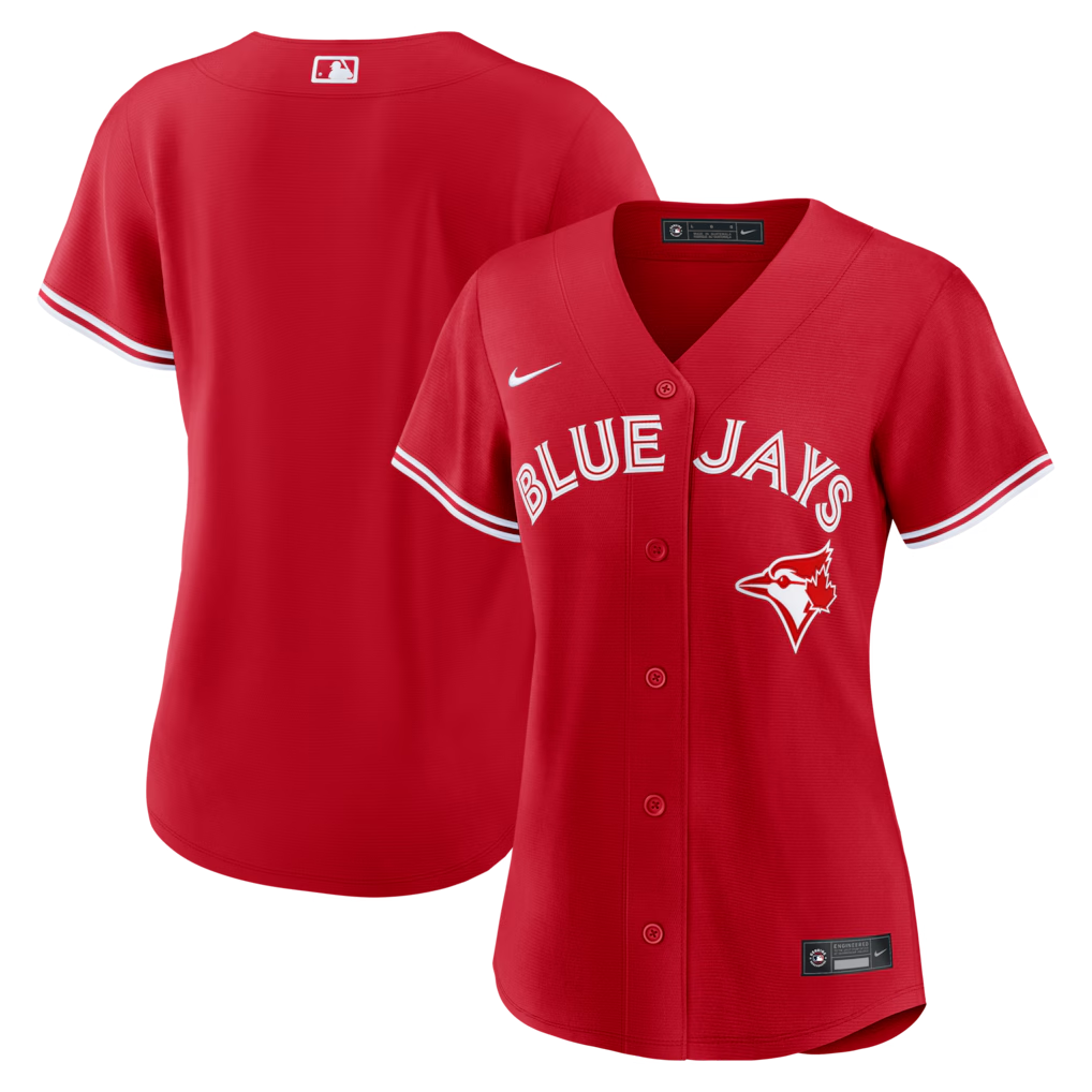 MLB Ladies Jersey Blank Alt Red Canada Day Blue Jays