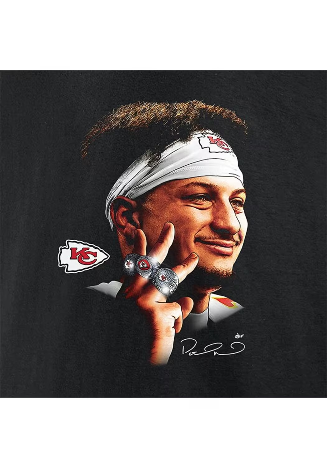 NFL Player T-Shirt 3 Rings Graphic Patrick Mahomes Chiefs
