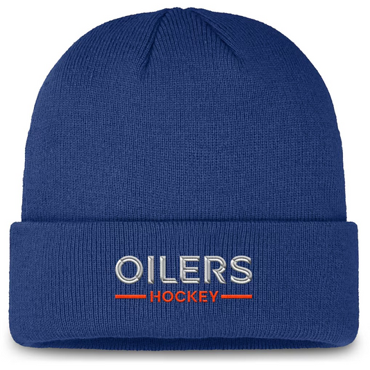 NHL Knit Hat Authentic Pro Cuffed Wordmark Beanie Rink Road 2025 Oilers