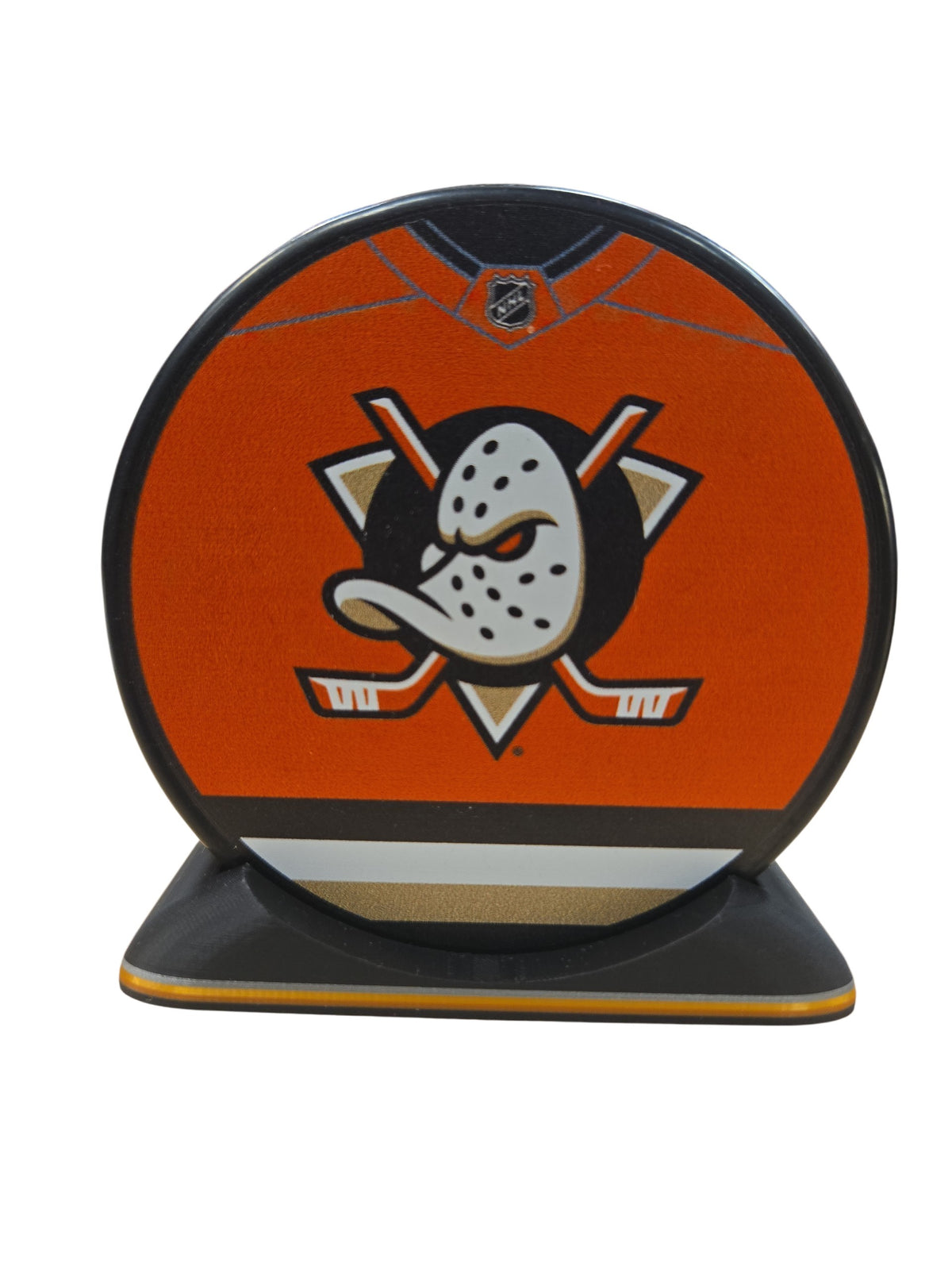 Puck Display Stand Silver, Gold, Orange