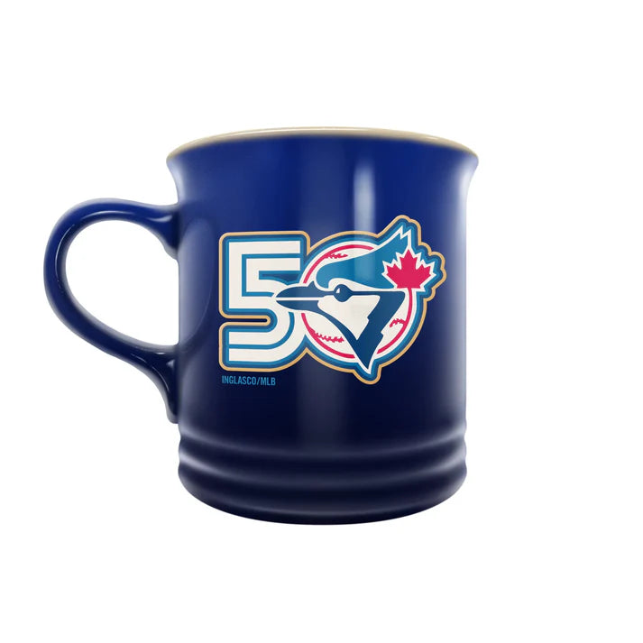 MLB Coffee Mug 14oz. Stoneware 50th Season Anniversary Blue Jays