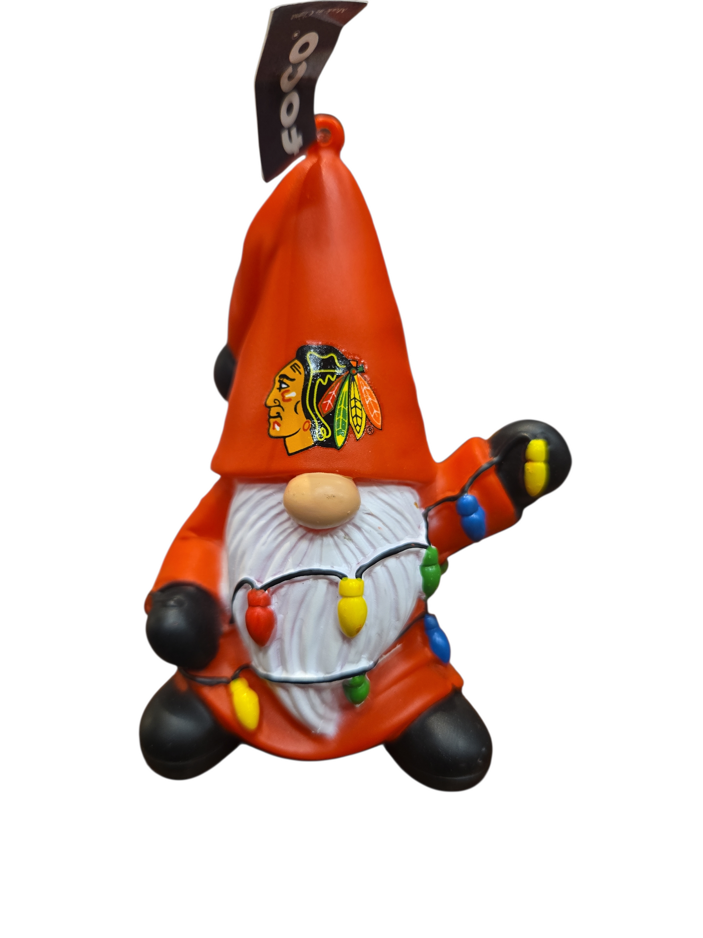 NHL Ornament Gnome With Lights Blackhawks