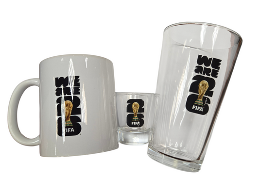 FIFA World Cup Ceramic Mug 11 Oz, Shot  Glass, & Mixing Glass FIFA 2026 Emblem