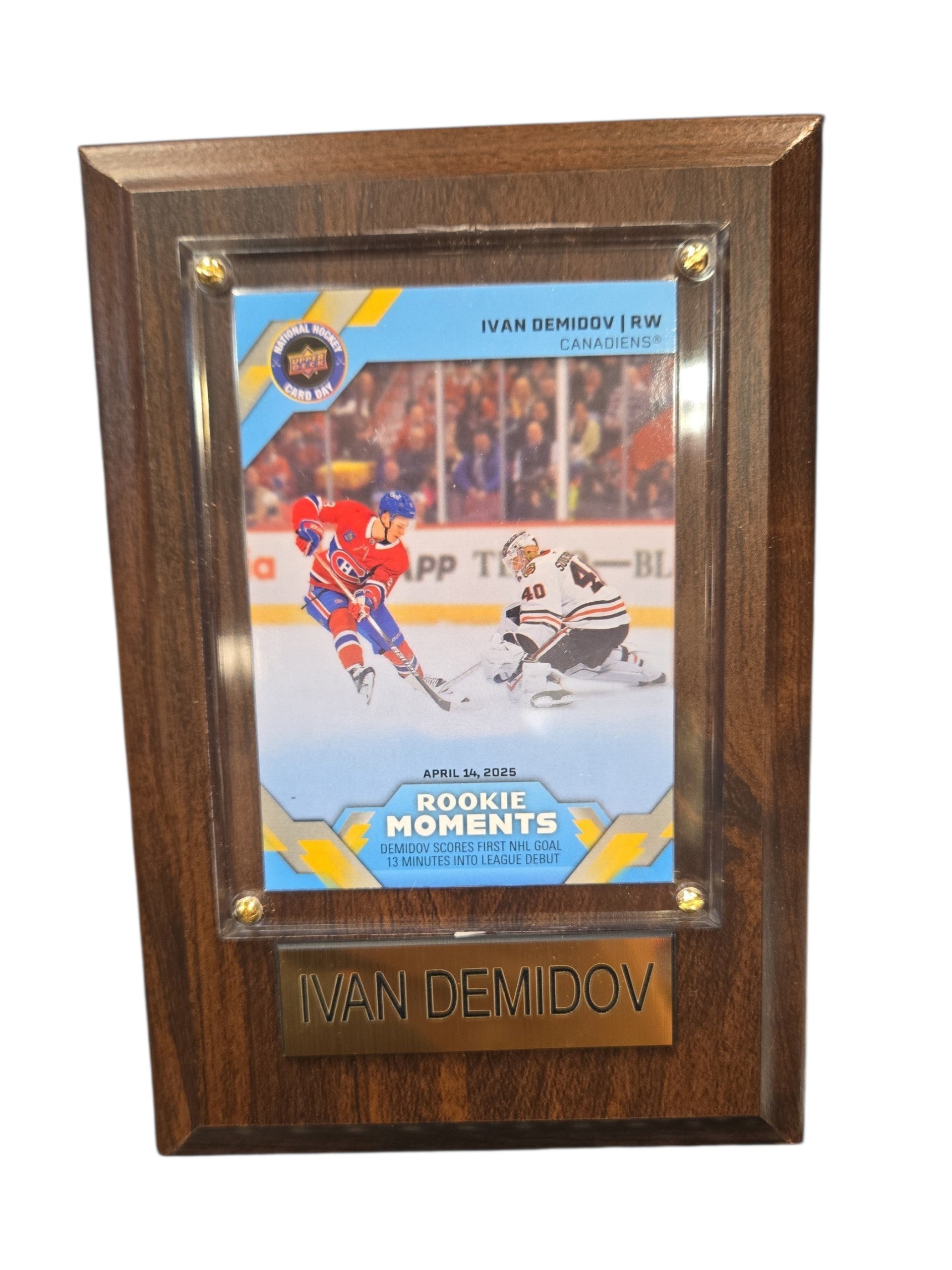 NHL Collectible Plaque with Card 4x6 Rookie Moment Ivan Demidov