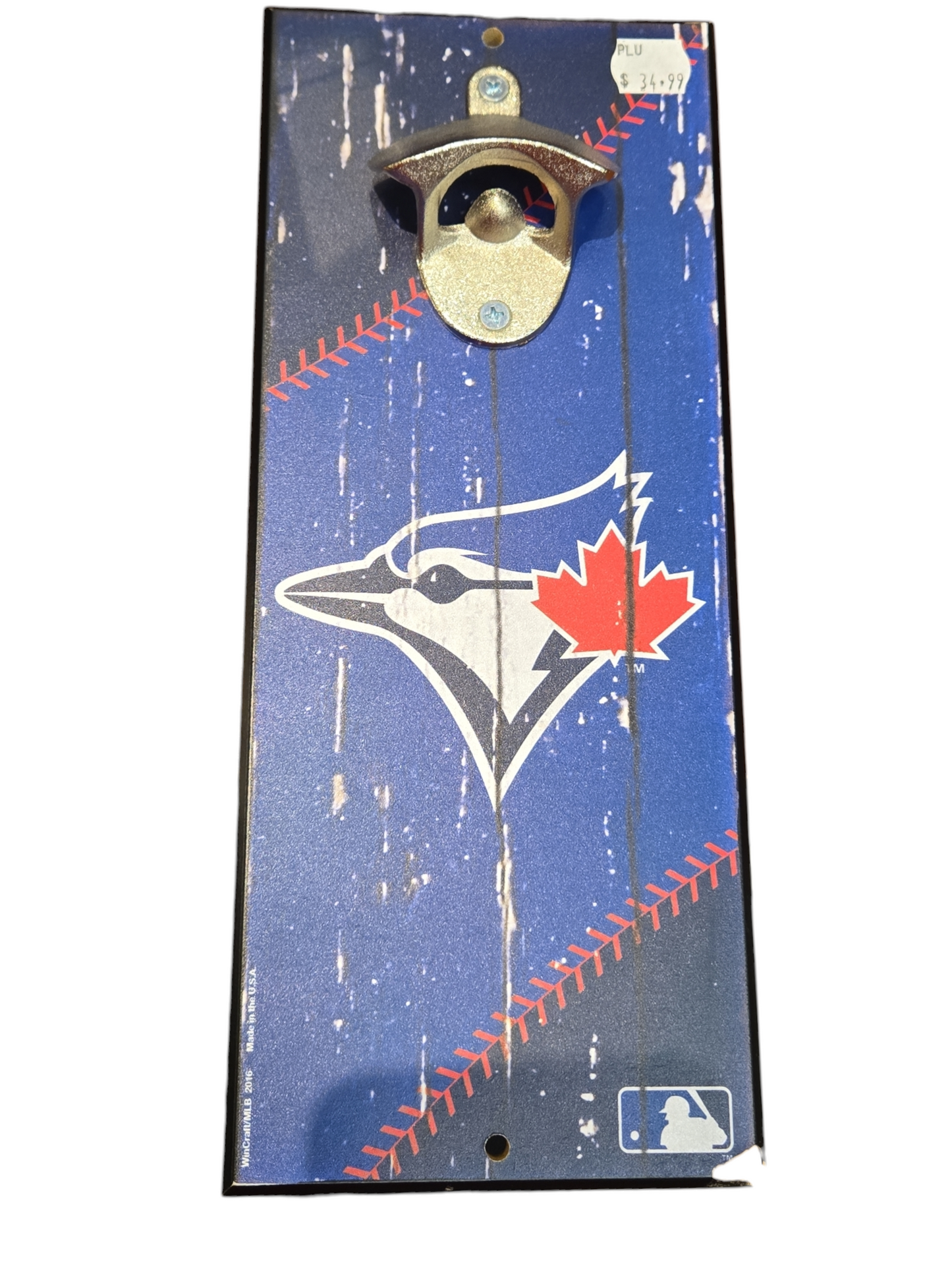 MLB Wooden Bottle Opener Sign Blue Jays (Damaged)