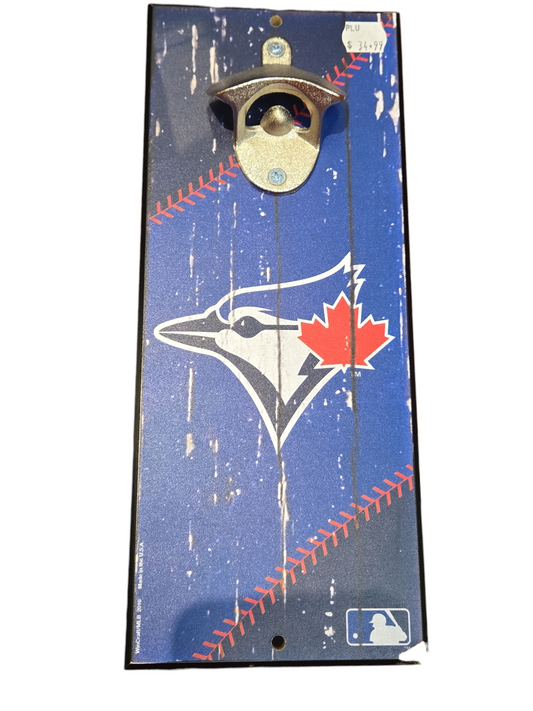 MLB Wooden Bottle Opener Sign Blue Jays (Damaged)