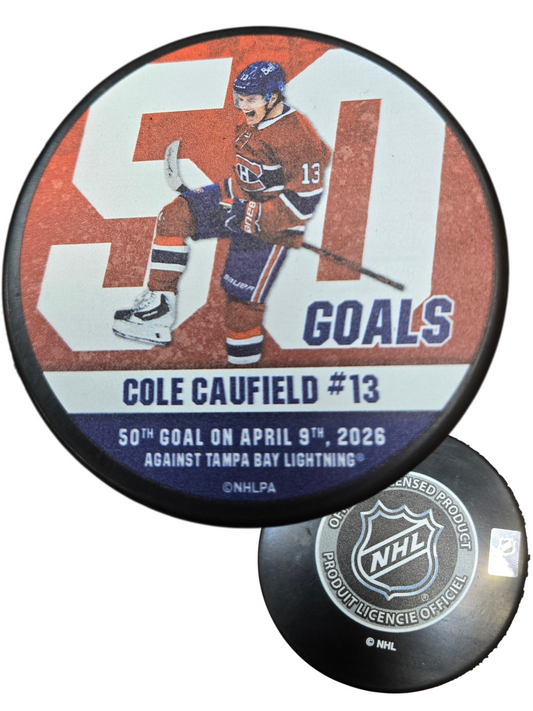 NHL Player Puck 50 Goals Caufield Canadiens