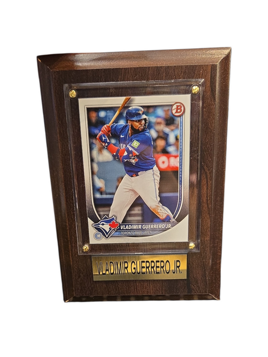 MLB Collectible Plaque with Card 4x6 Bat Dirty Pants Vladimir Guerrero Jr. Blue Jays
