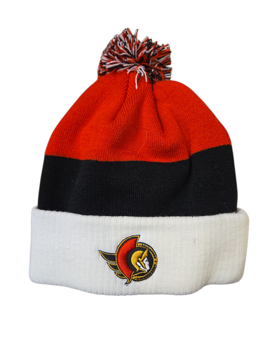 NHL Youth Knit Hat Essentials Cuff With Pom Senators
