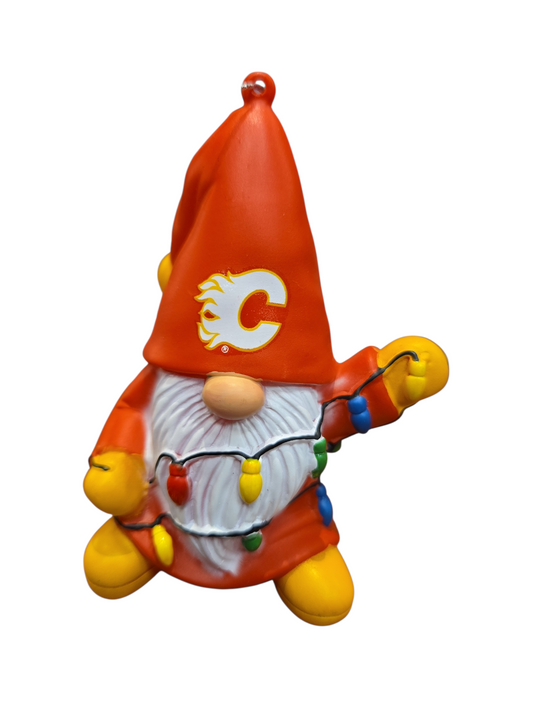 NHL Ornament Gnome With Lights Flames