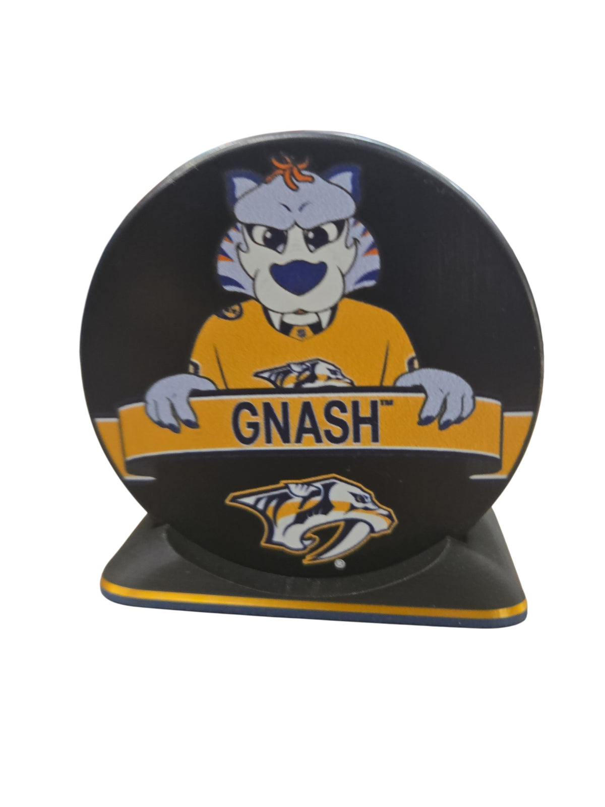 Puck Display Stand Gold and Navy