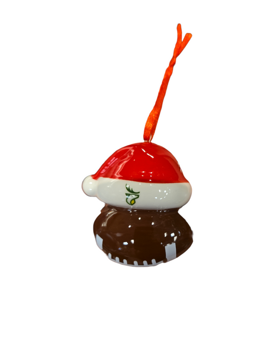 CFL Ornament Glass Football w/ Santa Hat Elks