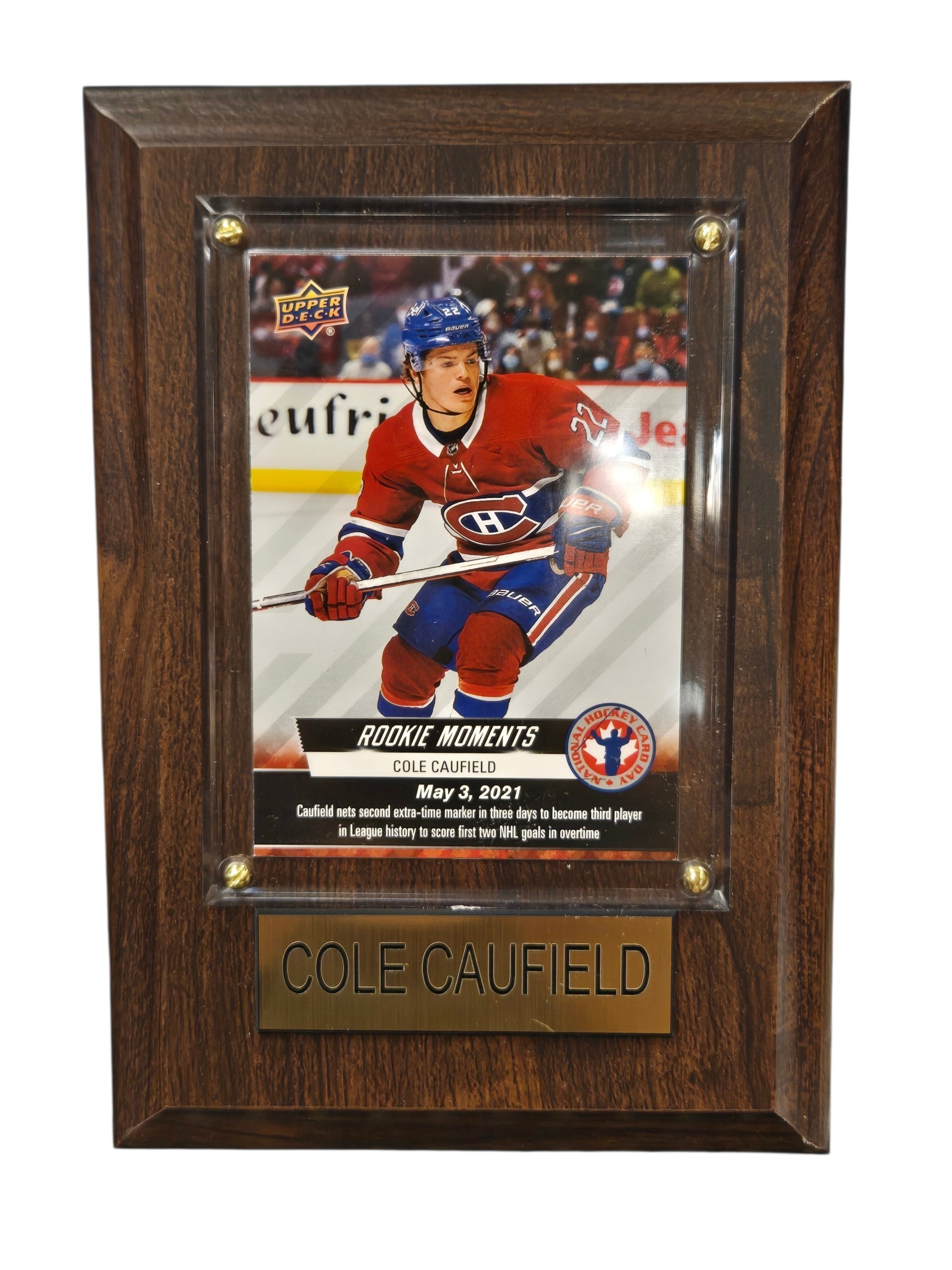 NHL Collectible Plaque with Card 4x6 Rookie Moments Cole Caufield Canadiens