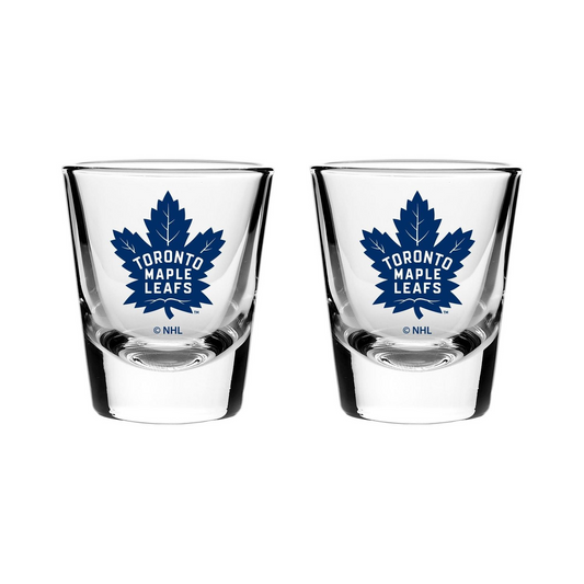 NHL 2 Pack Shot Glass 2oz Clear Maple Leafs