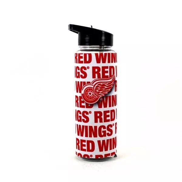 NHL Water Bottle 25oz Neoprene Sleeve Flip Top Red Wings