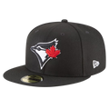 MLB Hat 5950 Basic Black And White w/Red Leaf Blue Jays