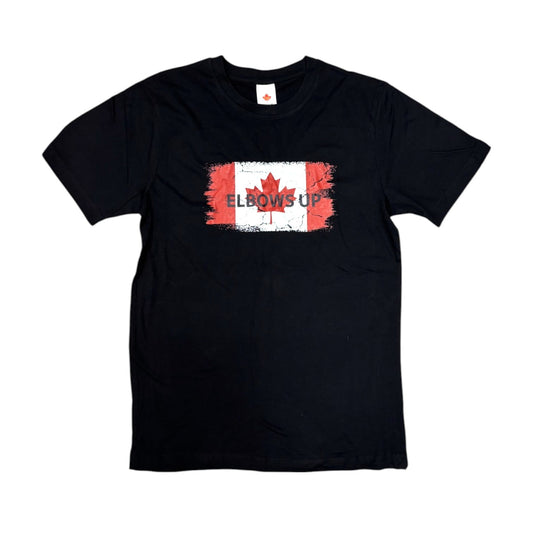 Country T-Shirt Elbows Up Brush Stroke Canada Black
