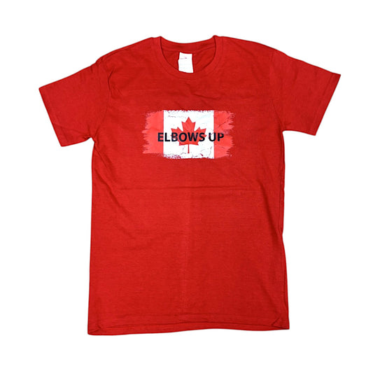 Country T-Shirt Elbows Up Brush Stroke Canada Red