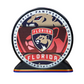 Puck Display Stand Gold, Red & Blue