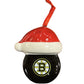 NHL Ornament Glass Puck w/ Santa Hat Bruins