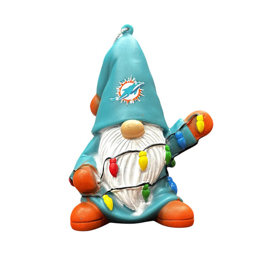 NFL Ornament Gnome With Lights Dolphins