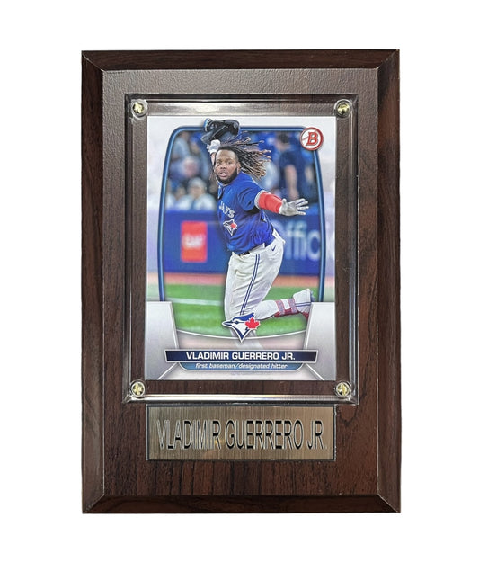 MLB Collectible Plaque with Card 4x6 Jump Vladimir Guerrero Jr. Blue Jays