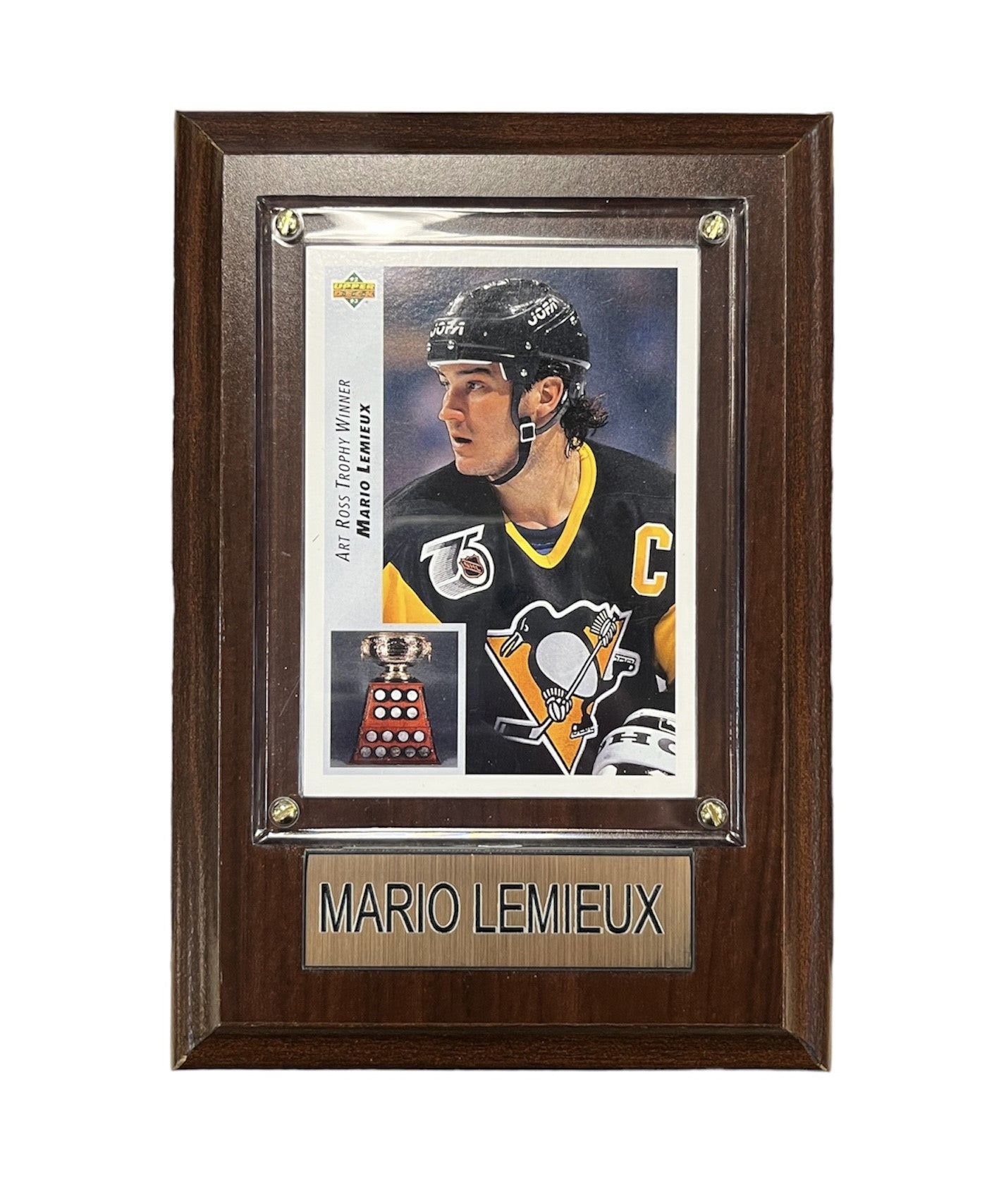 NHL Collectible Plaque with Card 4x6 Art Ross Trophy Mario Lemieux Penguins