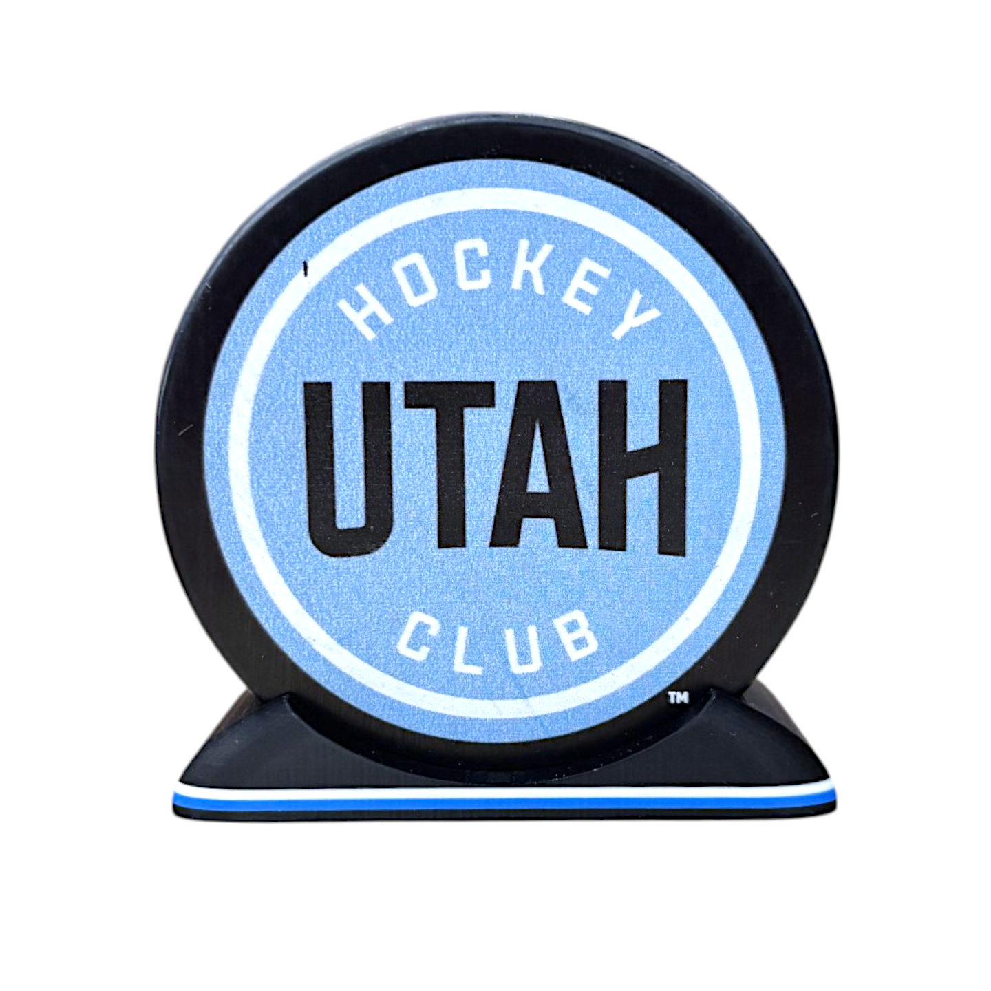Puck Display Stand White & Light Blue