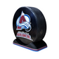 Puck Display Stand Silver, Magenta and Blue