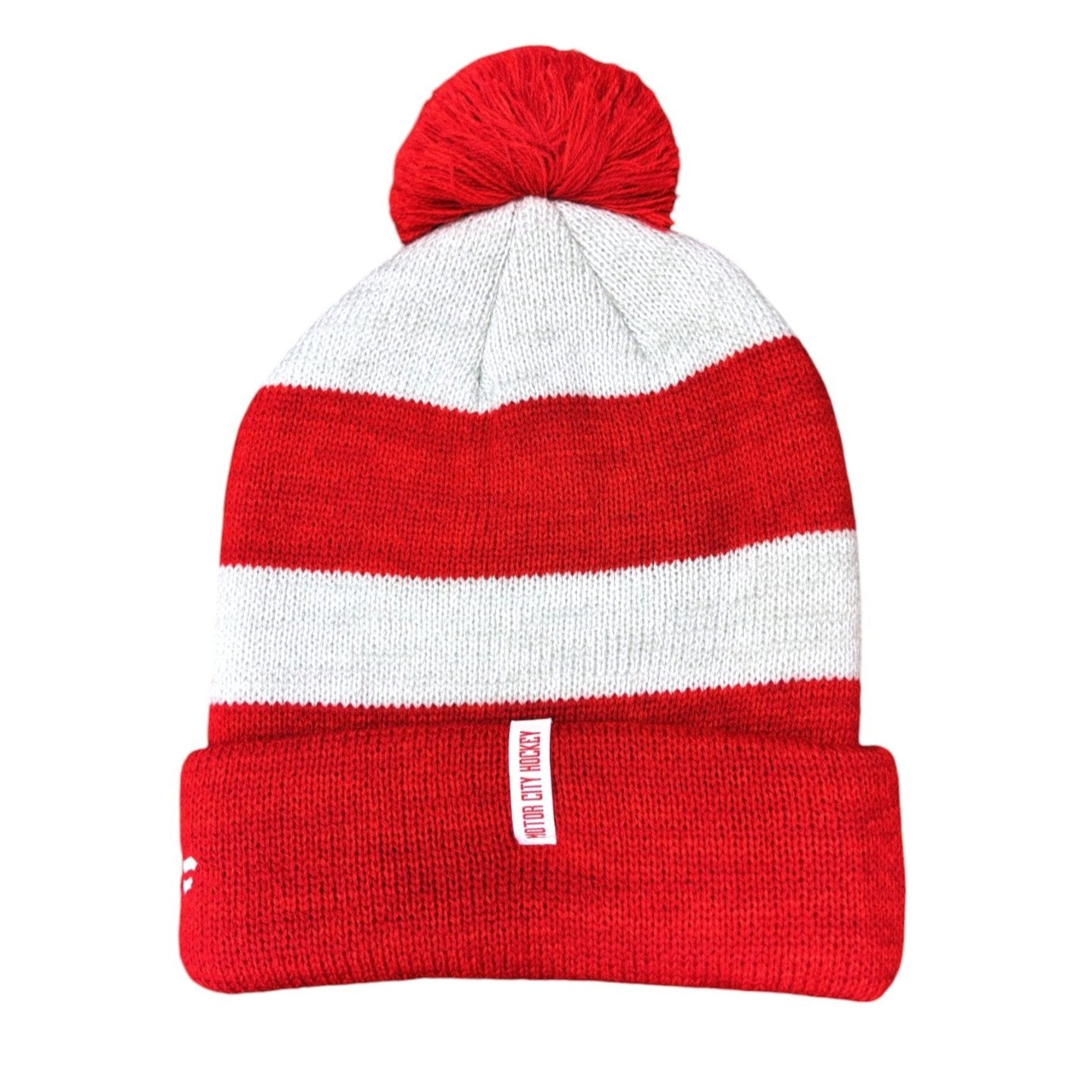 NHL Knit Hat Red Line Acrylic Beanie Cuff Pom Red Wings