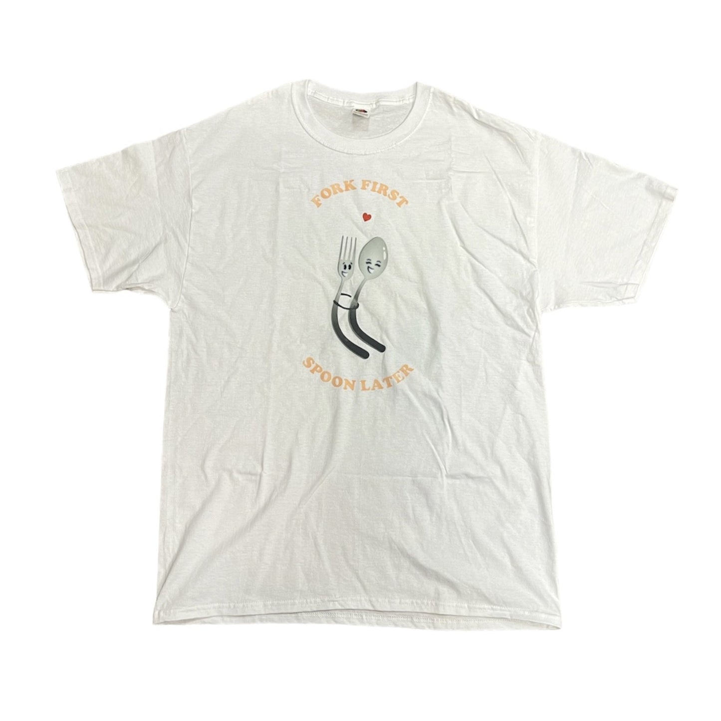 Joke T-Shirt Fork First Spoon Later (White)