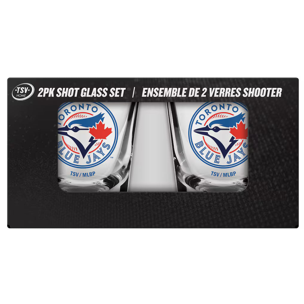 MLB 2 Pack Shot Glass 2oz Clear Blue Jays