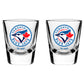 MLB 2 Pack Shot Glass 2oz Clear Blue Jays