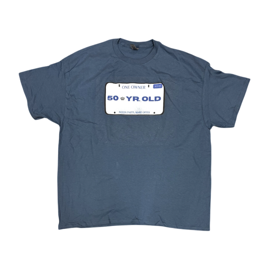 Age T-Shirt 50 Years Old License Plate (Blue)