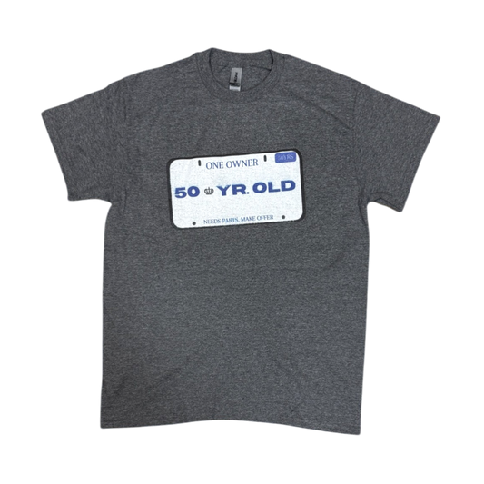 Age T-Shirt 50 Years Old License Plate (Grey)