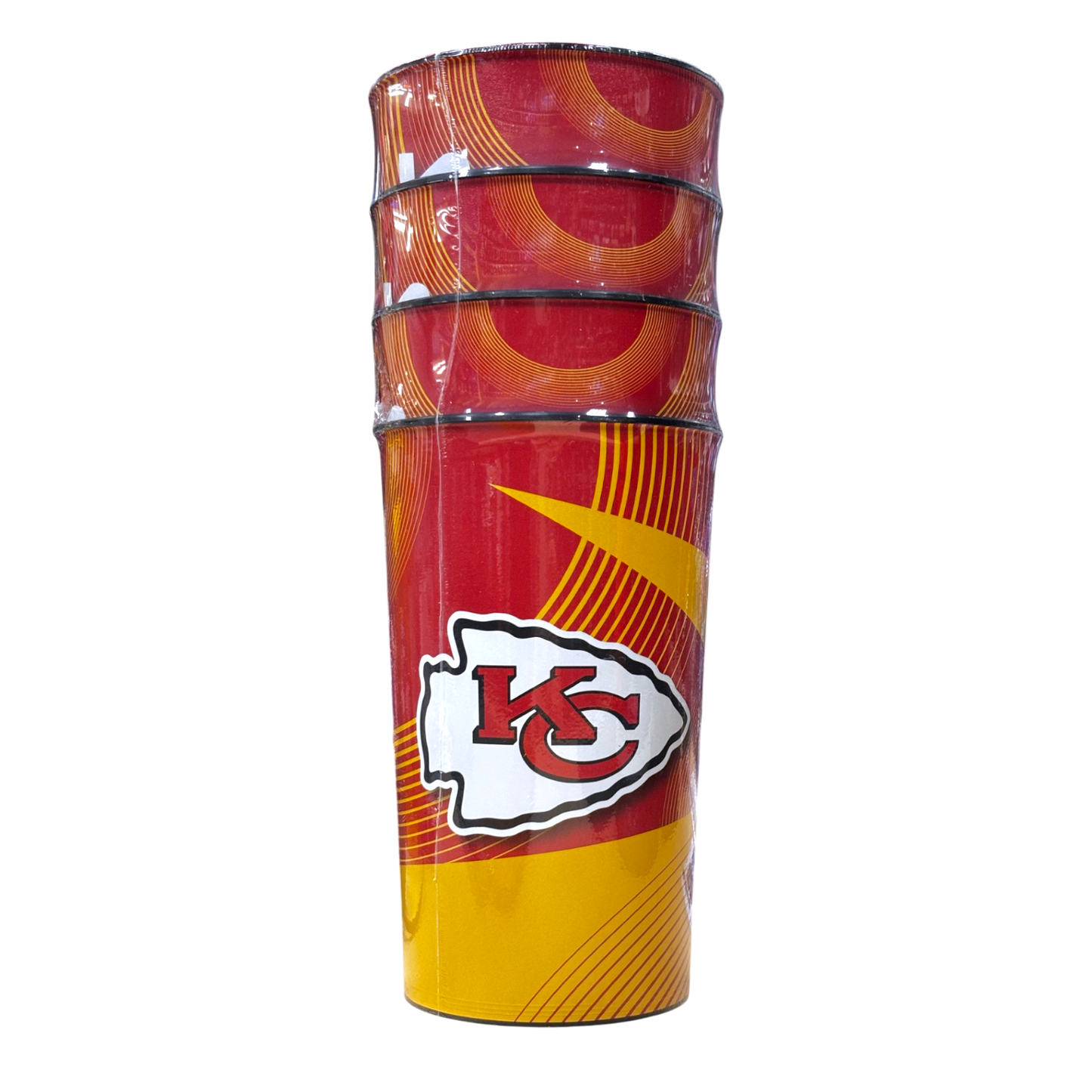 NFL Hardwall 22 Oz Plastic Tumbler Cup 4Pack Chiefs