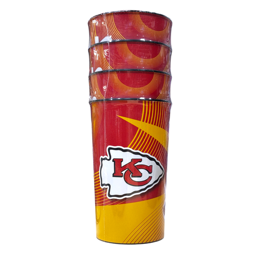 NFL Hardwall 22 Oz Plastic Tumbler Cup 4Pack Chiefs