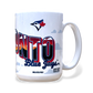MLB Coffee Mug 15 Oz Sublimated Greetings Blue Jays