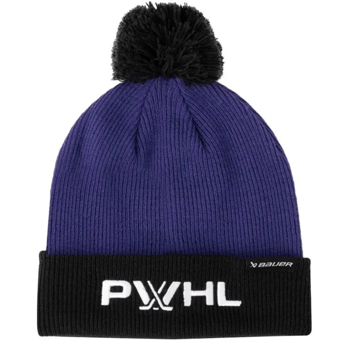 PWHL Knit Hat Ribbed Cuff Pom Professional Women's Hockey League Logo