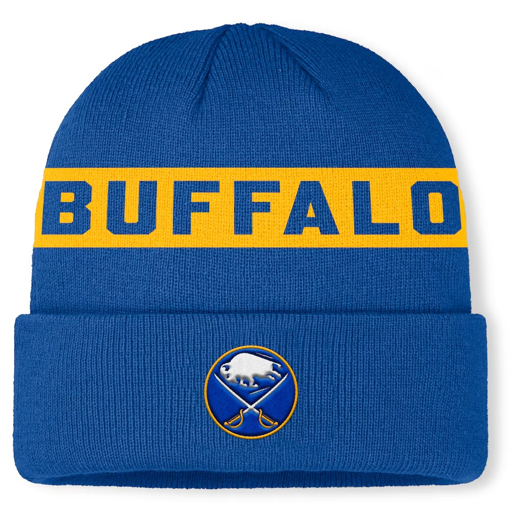 NHL Knit Hat Authentic Pro Cuffed Stripe Beanie Rink Road 2025 Sabres