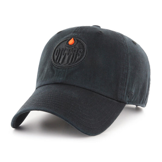 NHL Hat Clean Up Black On Black Oilers