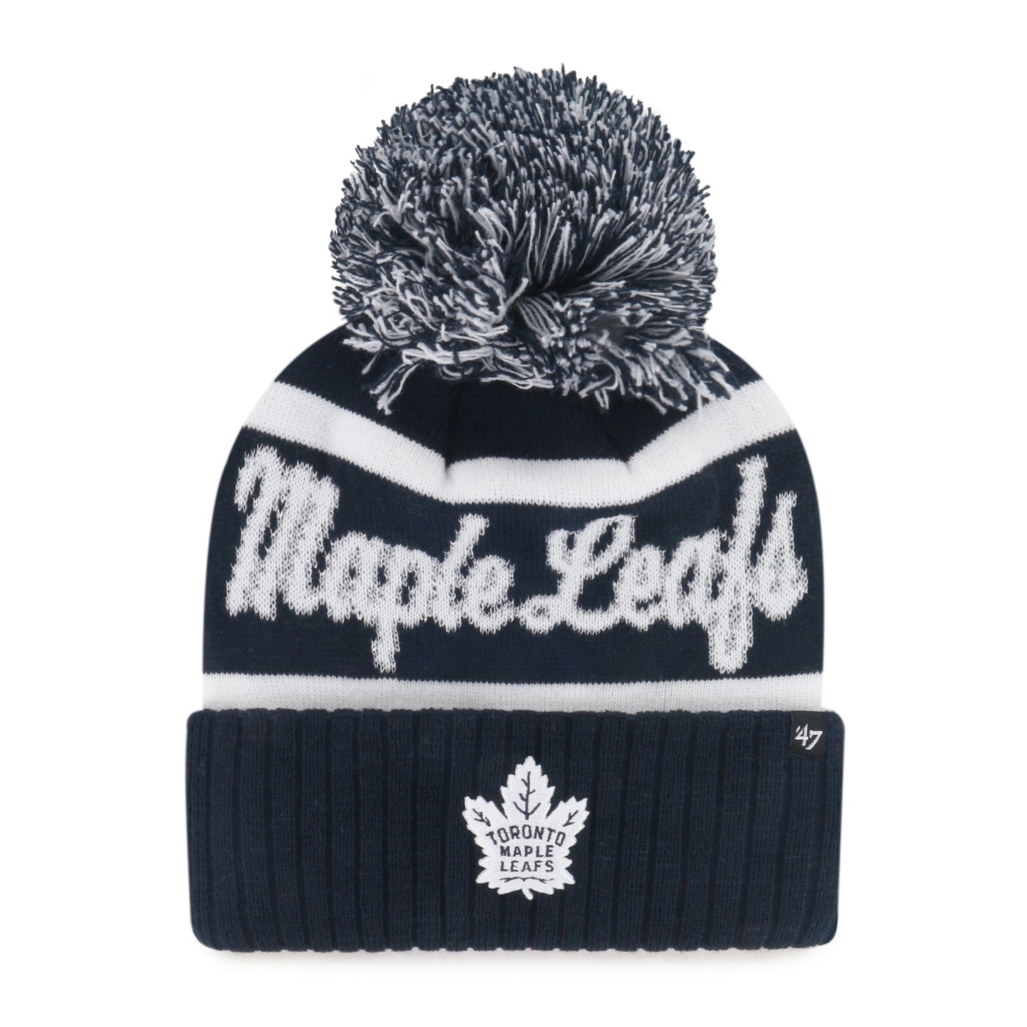 NHL Knit Hat Spirited Cuff With Pom Maple Leafs